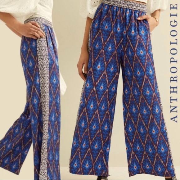 Anthropologie Pants - Anthropologie XL Vale Wide-Leg Pants Blu Motif